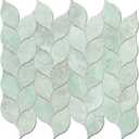 Tilingview 10-Sheet Peel and Stick Backsplash Tile for Kitchen, Self-Adhesive Mosaic Glossy Leaf Stick on Wall Tile with Gaps (Light Green)