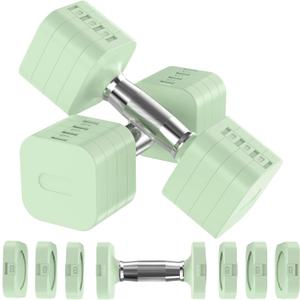 22LBS Adjustable Dumbbells Set, Adjustable Weight Dumbbells with 4 Levels 4.4lb, 6.6lb, 8.8lb, 11lb, Hand Weights Sets for Women/Men Home Gym Full Body Workout (Green)