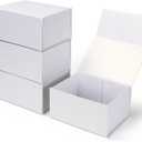 Ditwis 4 Pack 8x6x4 Inches Gift Boxes with Magnetic Closure Lids, White Magnetic Box for Wedding, Groomsmen Bridesmaid Proposal, Birthdays, Mother's Day