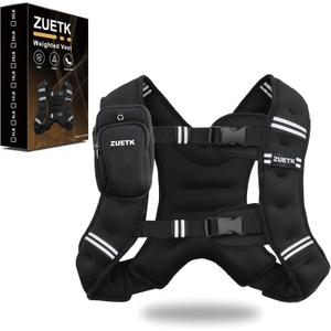 Weighted Vest, 12lb Weight Vest with Reflective Stripe, Weighted Vest for Men Women Workout Equipment for Strength Training, Running, Jogging, Fitness, Weight Loss (Black with Bag)