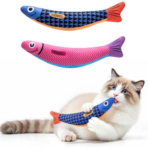 PetBusy Cat Toys with[5000mg A+Natural Catnip &Silvervine] [Baby Grade] Interactive Soft Chew Kicker Cat Toys for Indoor Cats & Kittens, [Crinkle &Bell] Fish Sound Toy, Drives Bored Cat Crazy with Fun (Blue+Pink)