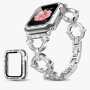 Mesime Compatible with Apple Watch Band  42mm 44mm 45mm 46mm, Women Bling Jewelry Bands with Tempered Glass Screen Protector Case, Shiny Strap for iWatch Series 10/9/8/7/6/5/4/3/2/1/SE