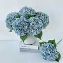5 Pcs Light Blue Silk Hydrangeas Artificial Flower Boho 20'' Faux Hydrangeas for Spring Home Decor Kitchen Living Room Porch Wreath Indoor Outdoor Wedding Flower Arrangement
