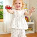 Kucnuzki 12-18 Month Summer Kids Girl Clothes Sleeveless White Top Floral T Shirt Cute Toddler Shorts 2 Piece Outfit Lounge Set Boutique Clothing