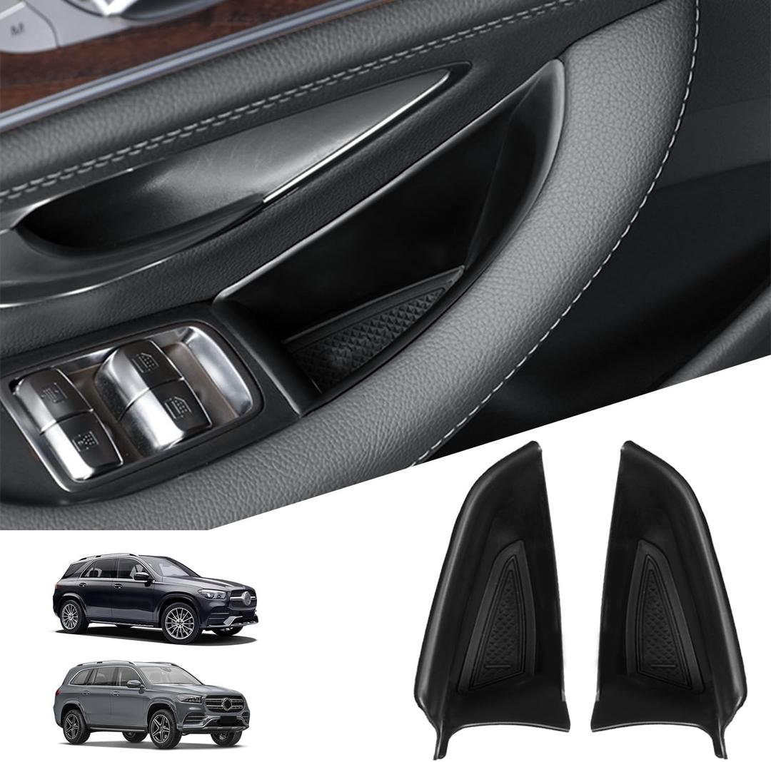 Compatible with Mercedes Benz GLE 350 450 & GLS 450 54 2020-2023 Front Row Door Organizer Tray, 2Pcs Side Door Handle Pocket Armrest Storage Box Phone Glove Container