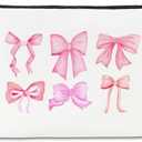 JioJio Chan Pink Bow Coquette Makeup Bag, Funky Pouch Gift for Teen Girls Women, Trendy Preppy PU Leather Cosmetic Bag, Cute Preppy Stuff, Birthday Gifts for Sister, Teen, Daughter, Bff, Friend , Pack of 2