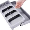 Expandable Kitchen Drawer Organizer, Adjustable Cutlery Trays and Utensil Holder, Kitchen Drawer Dividers Storage for Silverware, Flatware, Knives, Spoons, Gray