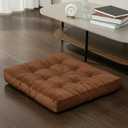 Floor Pillow for Sitting, Large Velvet Floor Seating Cushion for Adults, Tufted Big Pillow for Meditation, Yoga & Living Room, Machine Washable, 22x22 Inch, Brown (1pack)