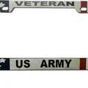 Patriotic American Flag Veteran US Army License Plate Frame for Women/Men, UV Print Stainless Steel License Plate Frame 2 Holes & Screws for Car, 12x6 Inch Fits Standard US/CA