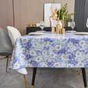 Pioggia Vinyl Tablecloth with Flannel Backed Rectangle Waterproof Oil-Proof PVC Table Cloth Wipeable Spill-Proof Plastic Table Cover for Indoor and Outdoor, 84" x 60" 