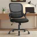 Sweetcrispy Home Office Managerial Executive Chair, Ergonomic Mesh Adjustable Swivel Mid-Back Chair with Comfortable Lumbar Support, Comfy Arms for Bedroom,Study,Student (Black)