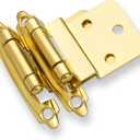DecoBasics 3/8" Inset Cabinet Hinges Gold (25 Pair -50 Pcs) Offset Self Closing Cabinet Hinges for Kitchen Cabinets Brass Plated w/Silicon Bumpers & Upgraded Screws