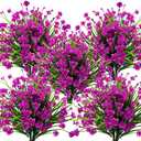 Grunyia 10 Bundles Artificial Flowers Outdoor UV Resistant Fake Plants Indoor Outside Hanging Planter Home Garden Decor (Purple)