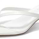LULLASONG Women's Kitten Heels Sandals Square Open Toe Flip Flop Heels 1.8-2 Inch Heeled Sandals for Women (White) 7.5