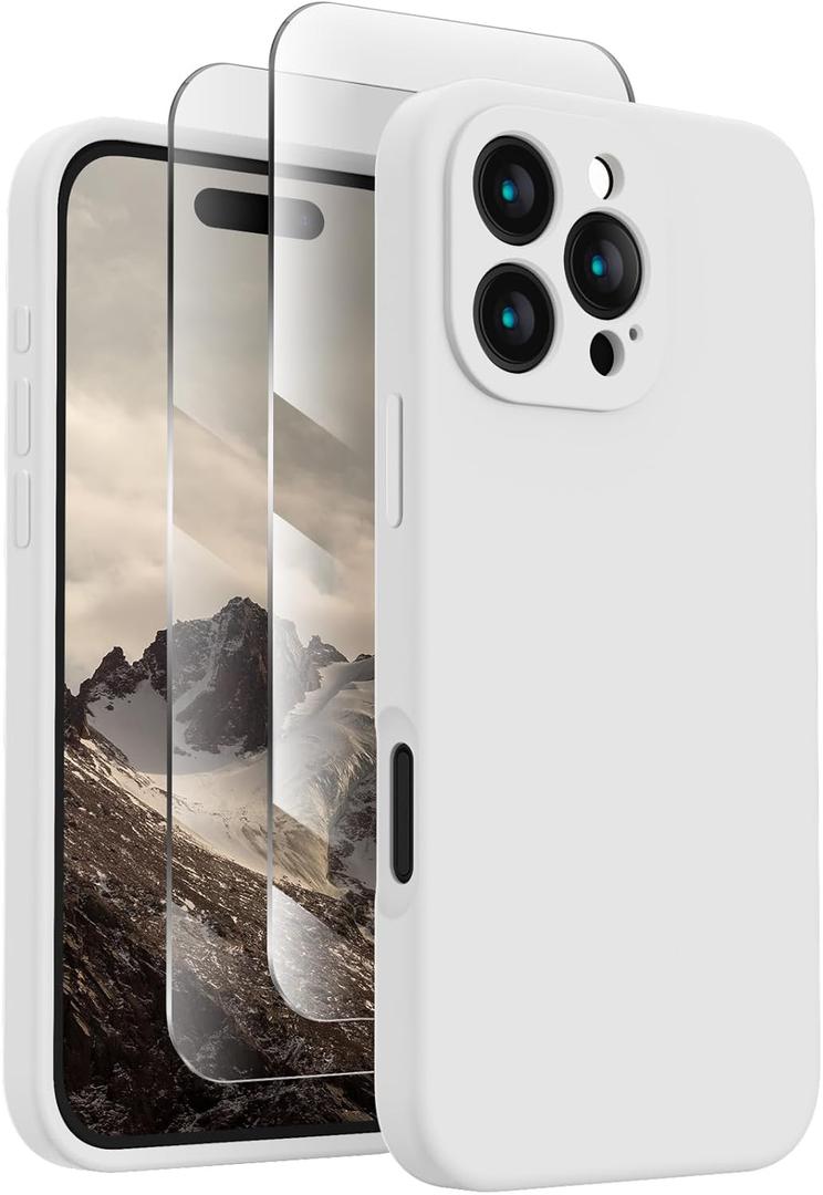 FireNova Designed for iPhone 16 Pro Case, Silicone Upgraded [Camera Protection] Phone Case, Soft Anti-Scratch Microfiber Lining Inside, 2024, White