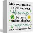 St Patricks Day Decor Irish Blessing Decorations Rustic Shamrock Wood Sign Home Tabletop Shelf Desk Decor May Your Troubles Be Less St Patrick's Day Decorations 5 X 5 Inches