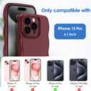 Anuck for iPhone 15 Pro Case Wave, Curly Frame Design for Women Girls, Cute Wavy Solid Color Aesthetic Phone Case Soft Flexible TPU Shockproof Full-Body Protective Cover 6.1" - Wine Red