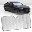 Car Windshield Sun Shade, Double Thickened Aluminum Foil Car Sun Visor Protector, Suction Cup Foldable Automotive Windshield Sunshade Cover, Universal for Most Cars SUVs Trucks (Small)