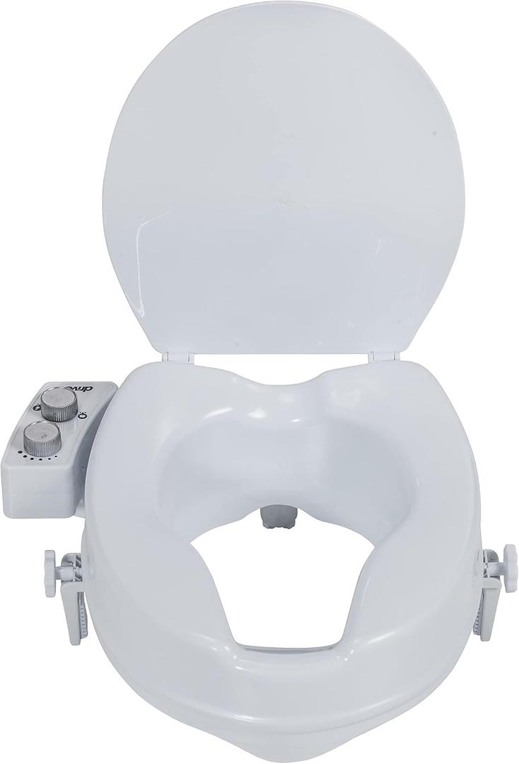 Drive Medical PreserveTech Raised Toilet Seat with Bidet (Ambient Water) Toilet Seat Riser, Elevated Toilet Seats for Seniors and Adults, Toilet Seat Bidet, Toilet Seat Elevator with Bidet Sprayer