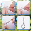 Sankoly 12 Pcs Self Adhesive Ceiling Hooks No Drilling Ceiling Hooks Stainless Steel Eye Hooks for Hanging Small Plants Wind Chimes, Secure/Enclosed Design, Easy to Open