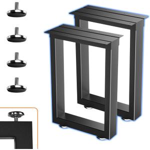 SKYSEN 16" Metal Table Legs, Desk Legs, Coffee Table Legs,Bench Legs for Desk, Coffee Tables, Dining Tables, Benches-16 * 11.8" Square Shape- Heavy Duty- Thickened Material- Black(zt-f-16"*11.8")