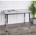 Amazon Basics Adjustable Height Rectangular Classroom Activity Table, Writing Desk for School and Home, Grey Top/Black Edge, 47" W x 29" L x 30" H