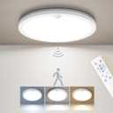 Annaror Motion Sensor Ceiling Light with Remote, Night Light 2000K, 8.7 Inch Wired Flush Mount 3000K/4000K/5000K Selectable, 1800LM Dimmable Motion Sensor Light Indoor for Closet Hallway Stairs White