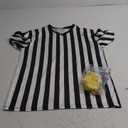 obmwang Referee Shirt for Womens and Mens, Black and White Stripe Umpire Jersey V Neck Ref Uniform for Football Halloween (Large)