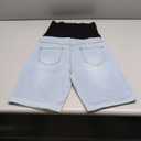 V VOCNI Maternity Denim Shorts Over The Belly Rolled Cuff Midrise Bermuda Short Pregnancy Jean Shorts (Small, 44-a-light Blue)