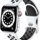 Lerobo Compatible with Apple Watch Band 44mm 45mm 42mm 46mm 49mm, Soft Silicone Sport Replacement Strap for iWatch Ultra SE 3 Gen 2nd Generation Band Series 11 10 9 8 7 6 5 4 3 2 1, White/Black M/L
