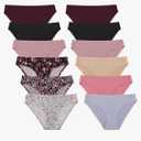 FINETOO 12Pack Womens Seamless Underwear No Show Cheeky Panties Invisibles Briefs Soft Stretch Bikini Hipster M