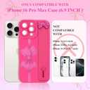for iPhone 16 Pro Max Case with Wrist Strap Elegant Bow Ribbon Design with Adjustable Wristband Kickstand Shockproof Soft TPU Camera Protection Phone Cover for Women Girls - Hot Pink Bow