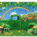Happy St. Patrick's Day Truck Backdrop 7x5FT Irish Gold Coin Shamrock Rainbow Green Truck Photography Background St. Patricks Day Party Decorations Supplies Photo Props