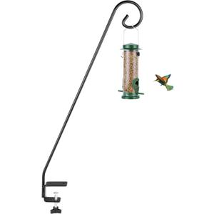 MIXXIDEA Heavy Duty Extensible Deck Hook - Adjustable for Hanging Bird Feeders, Plants, Suet Baskets, Wind Chimes, Lanterns (28in Long Curled Hook-1 Pack)