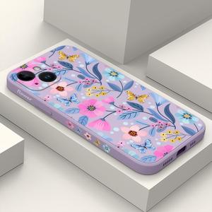for iPhone 14 Plus Case Flower Creativity Pattern Design Soft Silicone Slim Shockproof Phone Cover for iPhone 14 Plus, 6.7 inch-Flower Purple