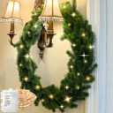 6FT Christmas Garland with 100 LED Lights String & Battery Operated, Greenery Plant for Christmas Decorations Table for Mantle Wall Room Winter Garland Outdoor Indoor