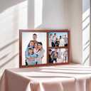 Collage Picture Frame for Wall, 8x10 with Two 5x7 Openings, Brown Farmhouse Rustic Wood Frame with HD Glass, Multi Opening Photo Frame for Wall or Tabletop Display