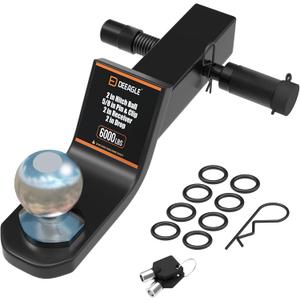 DEEAGLE 2 in Ball Hitch, Heavy Duty Steel Receiver Hitch with 3.5 Hitch Pin Lock, Fits 2 in Receiver, 7500lbs, 2 in Drop, Include Pin Lock