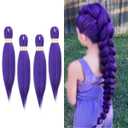 Kraler 2 packs 24 inch Synthetic Braiding Hair Extensions, Purple Pre-Stretched Braiding Hair for Girls for Box Braids, Halloween Cosplay Party