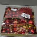 Fuovt 62Pcs Red & Gold Christmas Balls Ornaments Set - 3.15" Big Christmas Balls - Shatterproof Plastic Decorative Baubles for Xmas Tree Decor Holiday, Wedding, Party Decoration (Red & Gold)