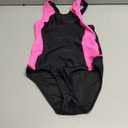 beautyin Girls One Piece Swimsuits Size 7-16 Athletic Racerback Bathing Suit (9-10 Years, Black/Rose)