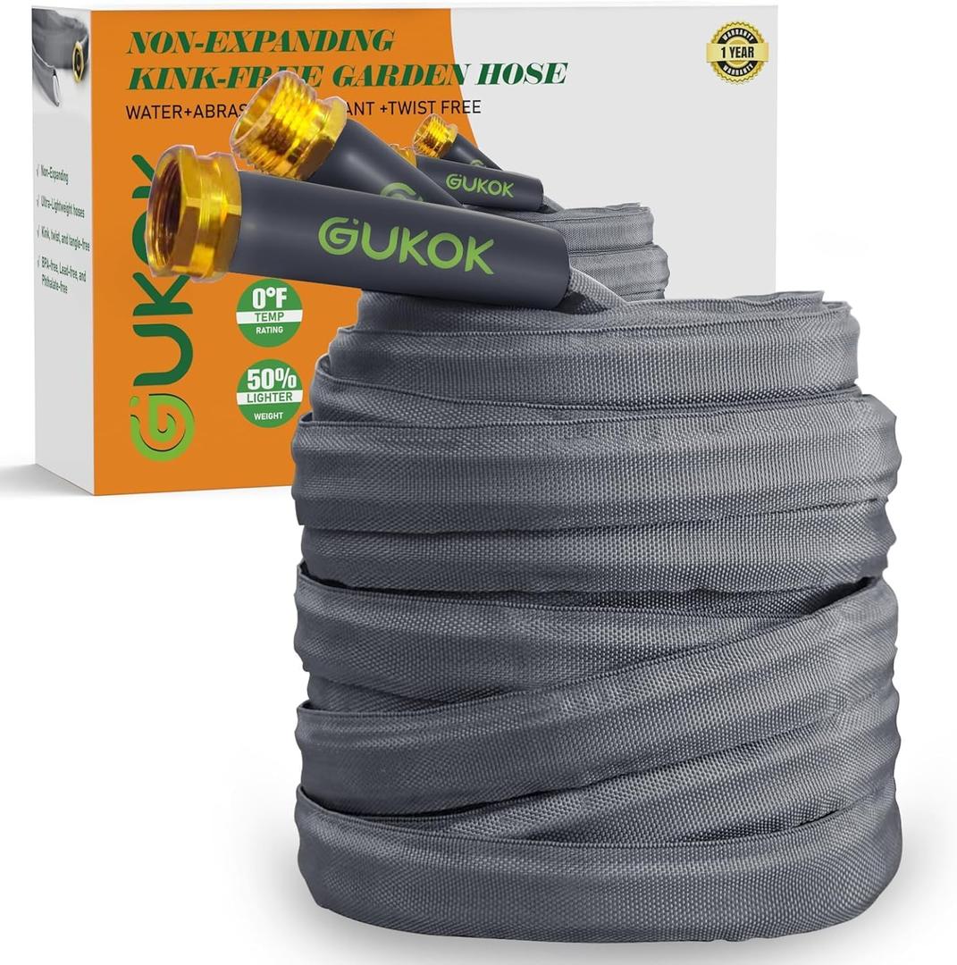 2024 Upgraded Non-Expanding Garden Hose 50ft,Flexible Ultra-Light Water Hose, Burst-Resistant, Lead-Free, Anti-Kink, High-Pressure, Ideal for All-Season Use