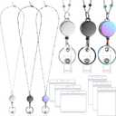 Lanyards for Id Badges 3 Pack Badge Lanyard with 6 Pcs Id Badge Holder Retractable Stainless Steel Teacher Lanyard Cruise Ship Lanyards for Girl Women (Black, Silver, Bright Blue)