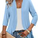 Magritta Women's Three Quarter Sleeve Classic Kimono Cardigan, Sky Blue, XL