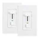 Cloudy Bay in Wall Dimmer Switch with Green Indicator,for LED Light/CFL/Incandescent,3-Way Single Pole Dimmable Slide,600 Watt max,Cover Plate Included,White,2 Pack