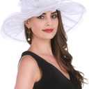 SAFERIN Women's Organza Church Kentucky Derby Fascinator Bridal Tea Party Wedding Hat (White)