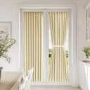 Vatge Self Adhesive French Door Curtain - Front Door Curtain Panel for Glass Window and Patio Door, 1 Panel, W25 x L72, Light Beige