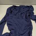 GOBLES Women's Sexy Long Sleeve V Neck Ruched Bodycon Mini Party Cocktail Dress Navy Small