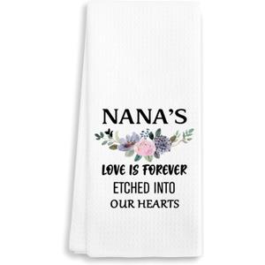 3 x Nana's Love is Forever Etched into Our Heart - Decorative Kitchen Towel 16"x24"  Grandma Bathroom Hand Towel, Grandma Gifts for Mother's Day, Birthday, Christmas, etc.(002)