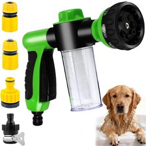 RUIFANDA Dog Wash Sprayer Outdoor with 8 Spray Modes, Soap & Shampoo Dispenser Dog Sprayer Hose Attachment, Pet Wash and Garden Hose Nozzle for Watering Plants, Car Wash, Showering Pet
